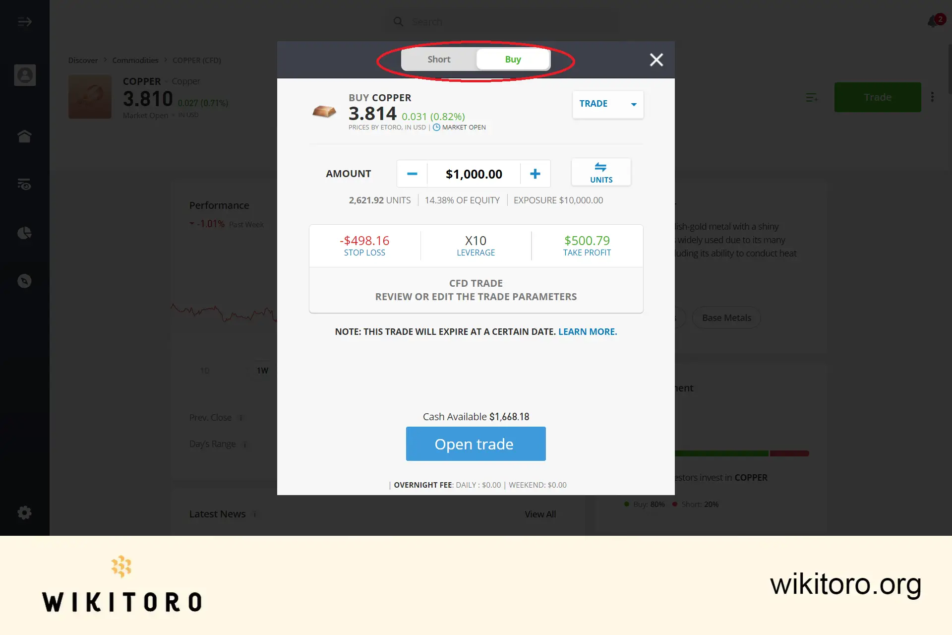 Buying copper on eToro